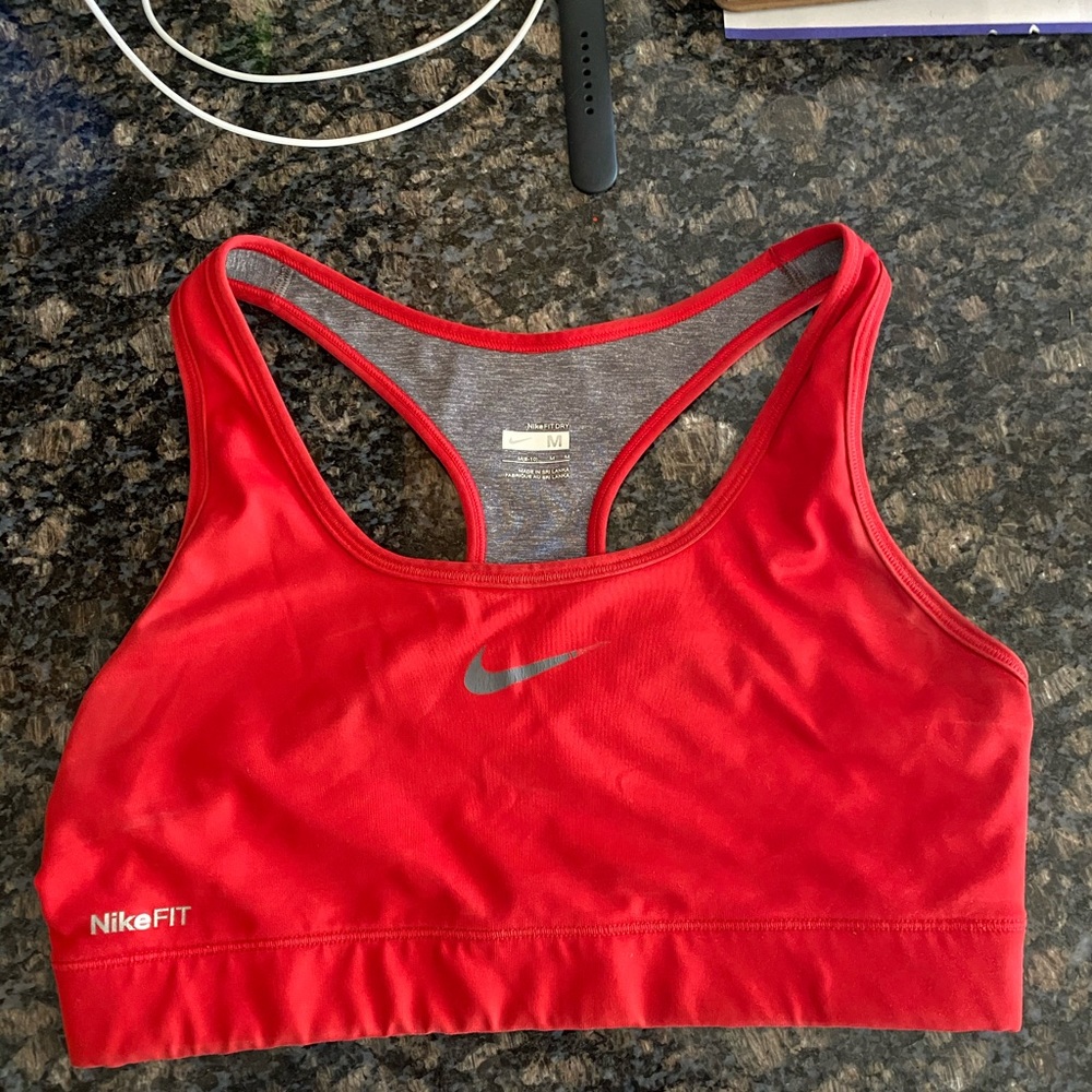 Red nike sports bra